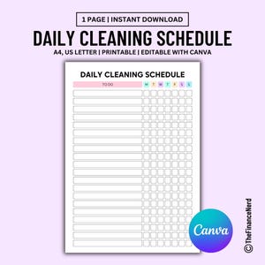 Editable Cleaning Schedule, Weekly, Monthly, Yearly Cleaning Checklist, ADHD Cleaning Planner, House Chore List, Instant Download