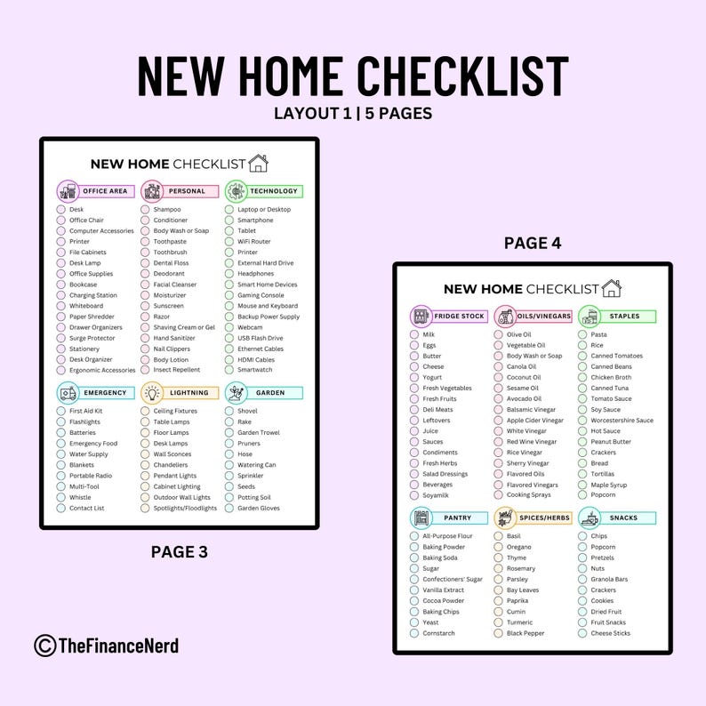 New Home Checklist Printable, New Apartment Checklist, First Home ...