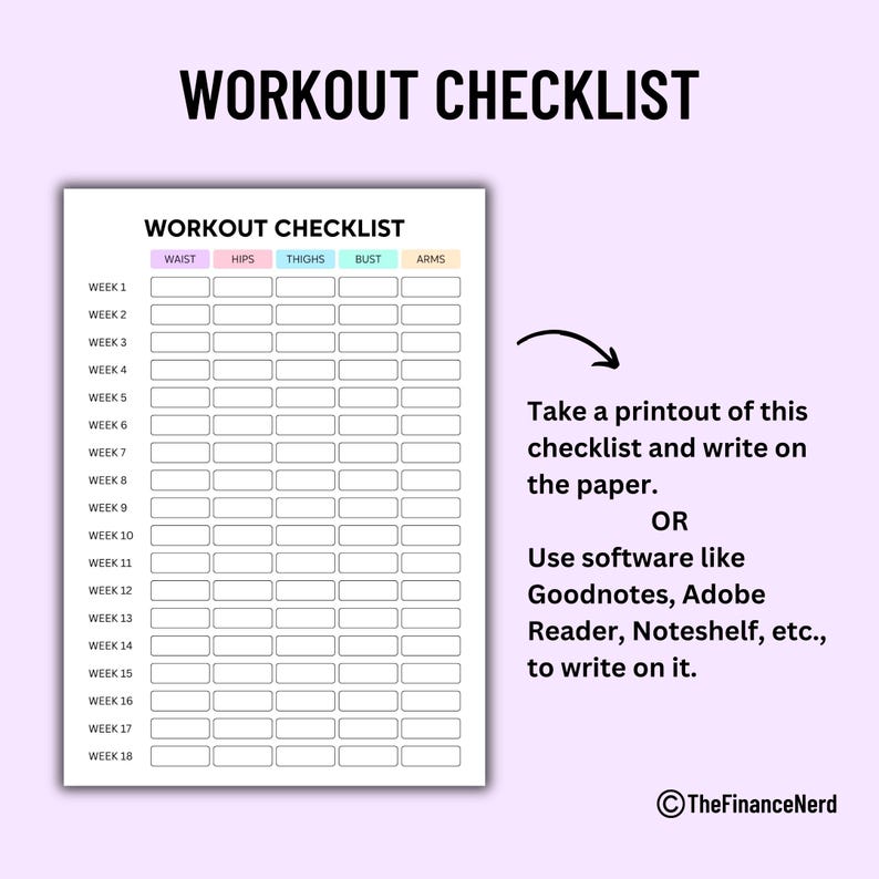 Exercise Program Tick Sheet Editable Workout Tracker Printable, Daily Exercise Log, Fitness Journal ...