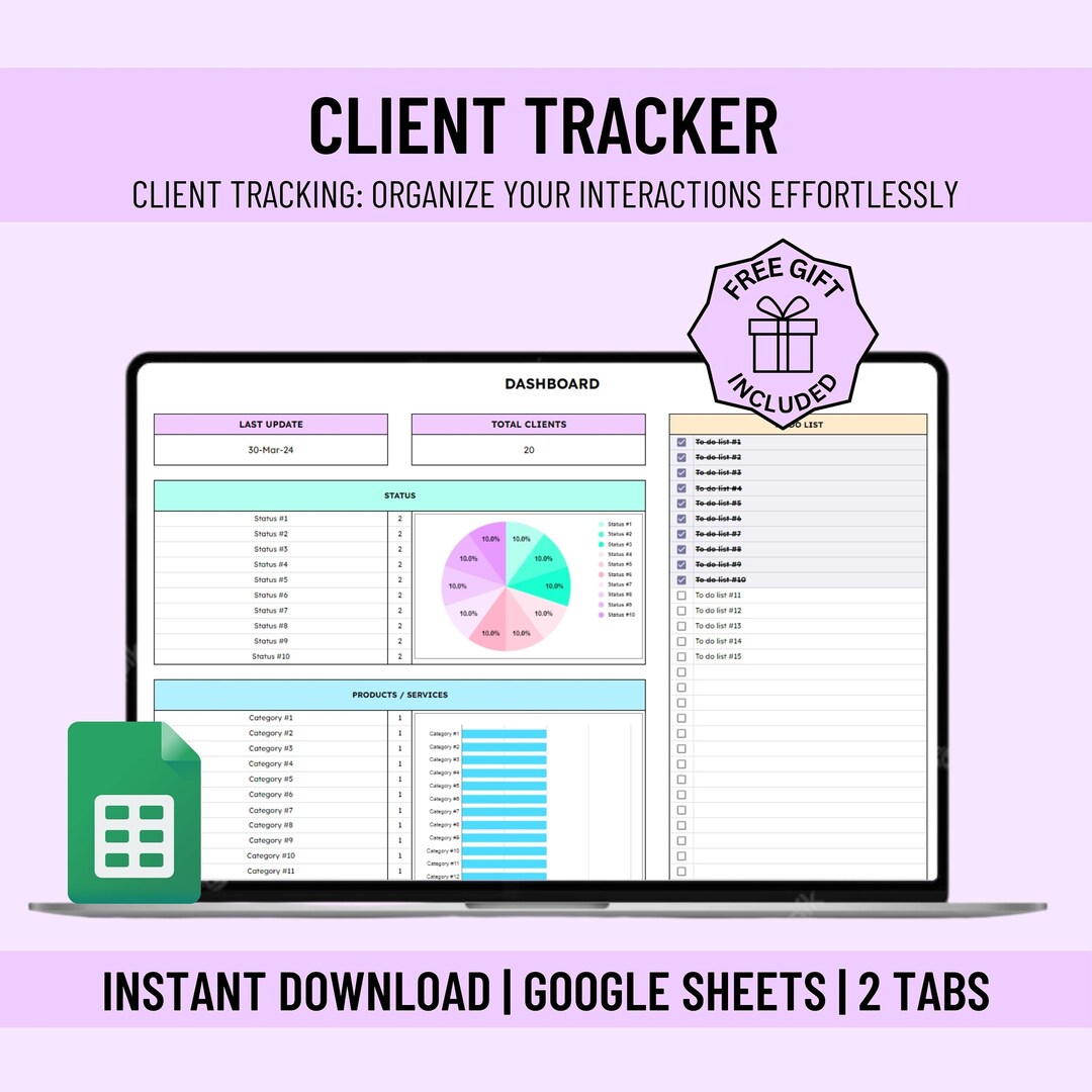 Client Tracker Google Sheets Template Small Business Spreadsheet ...
