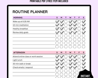 Routine Planner Printable, Routine Checklist, Daily Checklist, Morning Routine, Daily Routine Tracker, Habit Tracker, A4/A5/Letter