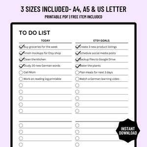 To Do List Printable, Tasks List Template, Weekly Planner, Weekly Task List, Monthly Planner, Monthly Task List Template, A4/A5/Letter