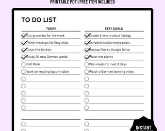 Lista de tareas imprimible, plantilla de lista de tareas, planificador semanal, lista de tareas semanal, planificador mensual, plantilla de lista de tareas mensual, tamaño A4/A5/carta