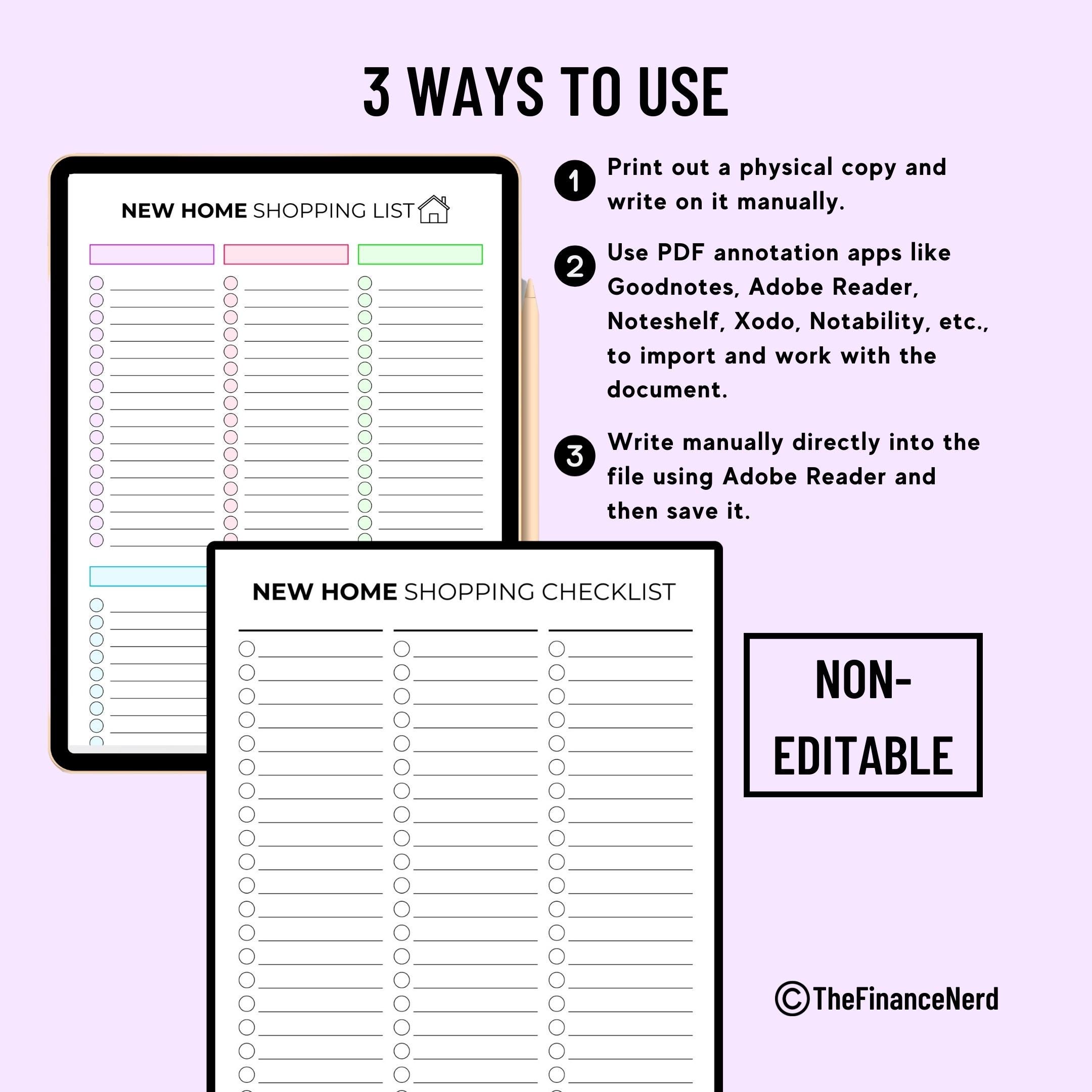 New Home Checklist Printable, New Apartment Checklist, First Home ...