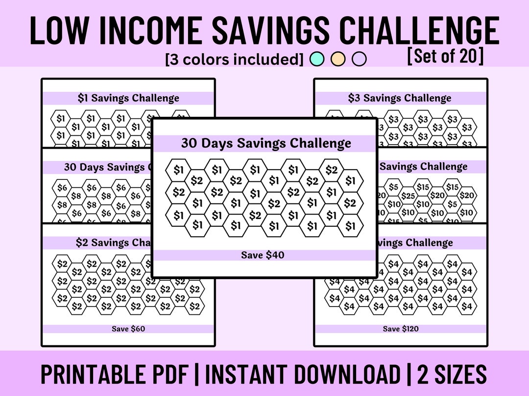 Savings Challenge Printable Low Savings Challenge Etsy