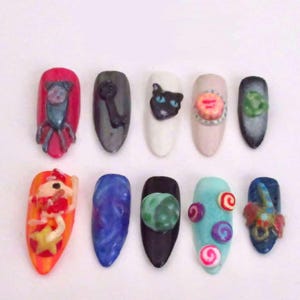 3D Coraline inspired nails