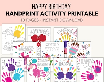 Happy Birthday Handprint Art, Birthday Handprint Activity For Kids, Craft Coloring Pages Project