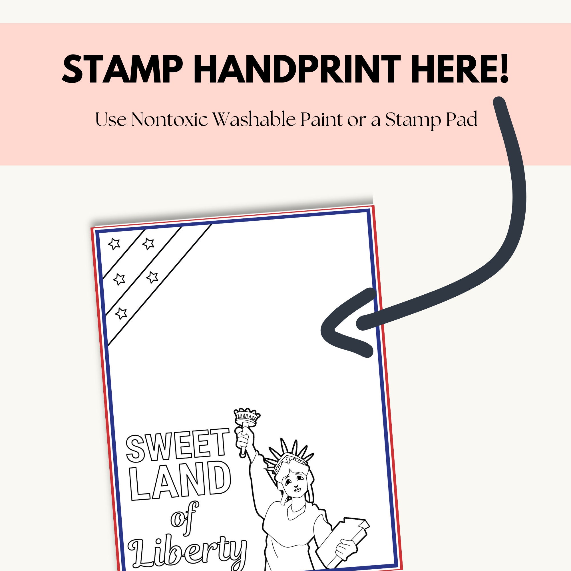 4th of July Handprint Art, Independence Day USA Printable Patriotic ...