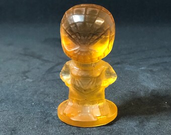 Honey Colored Spider Web Shooting Superhero Figurine Carving
