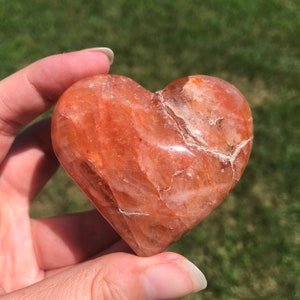 Puffy Fire Quartz Heart; Medium to Large Hematoid Quartz Love Carving