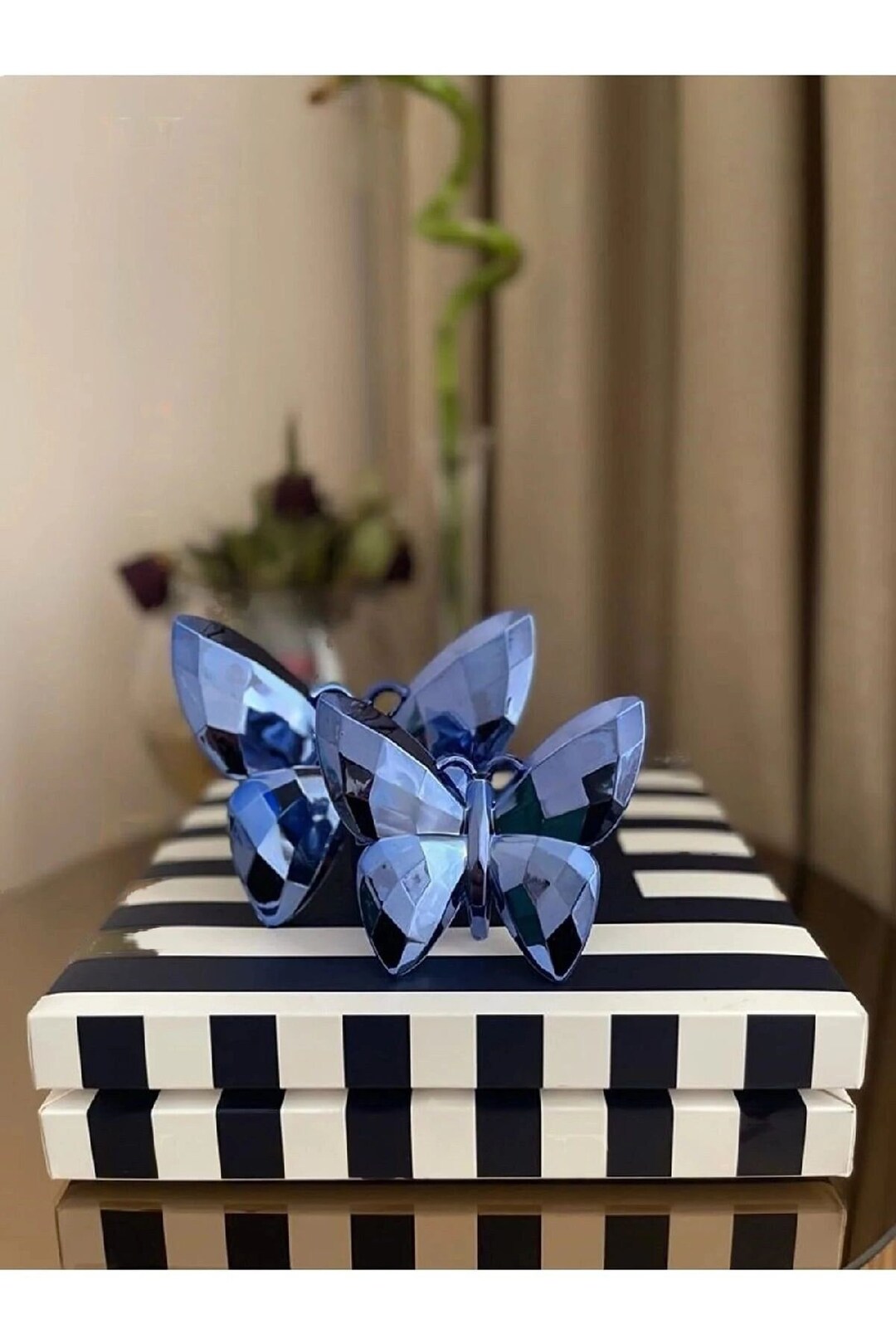 Blue Butterfly Sculpture Butterfly Knick Knacks Set of 2 Etsy