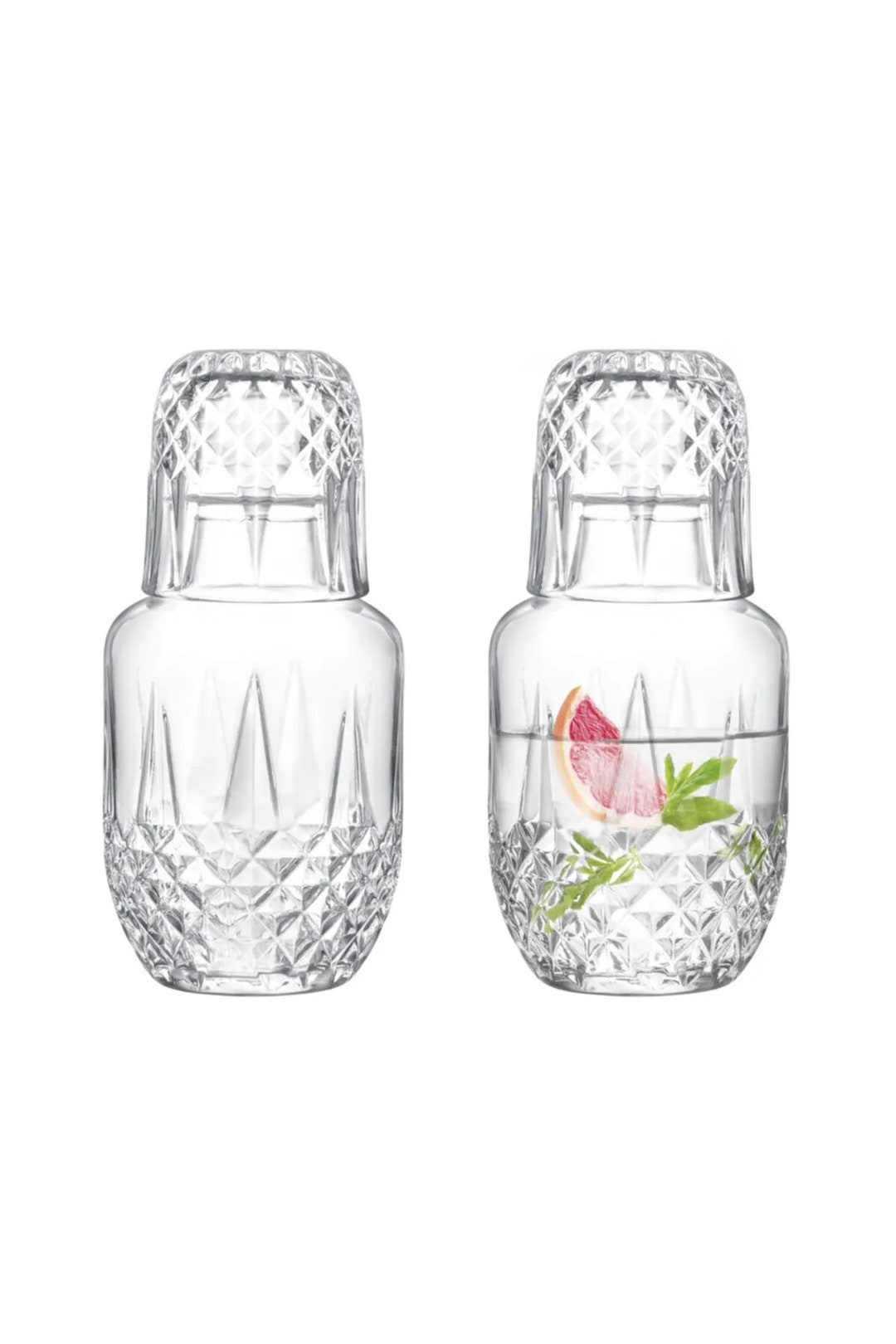 Unique Crystal Bedside Carafe Glass Set Etsy