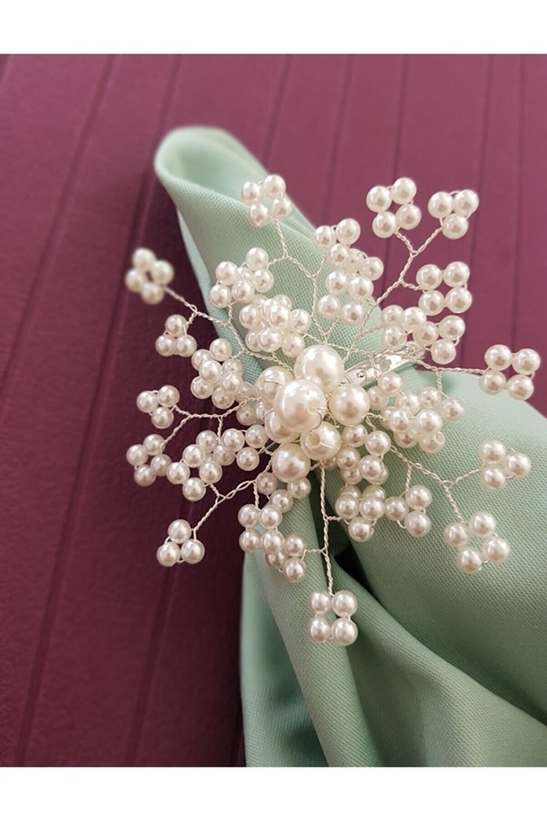 Pearl Gold & Silver Napkin Ring Sets Gold Napkin Ring Etsy