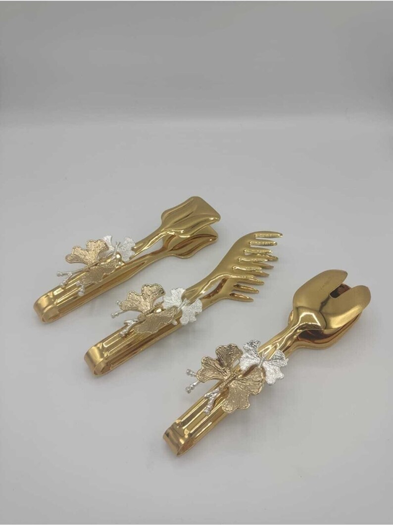 Serving Spoon Set Filling Metal Material Japanese Rose Etsy