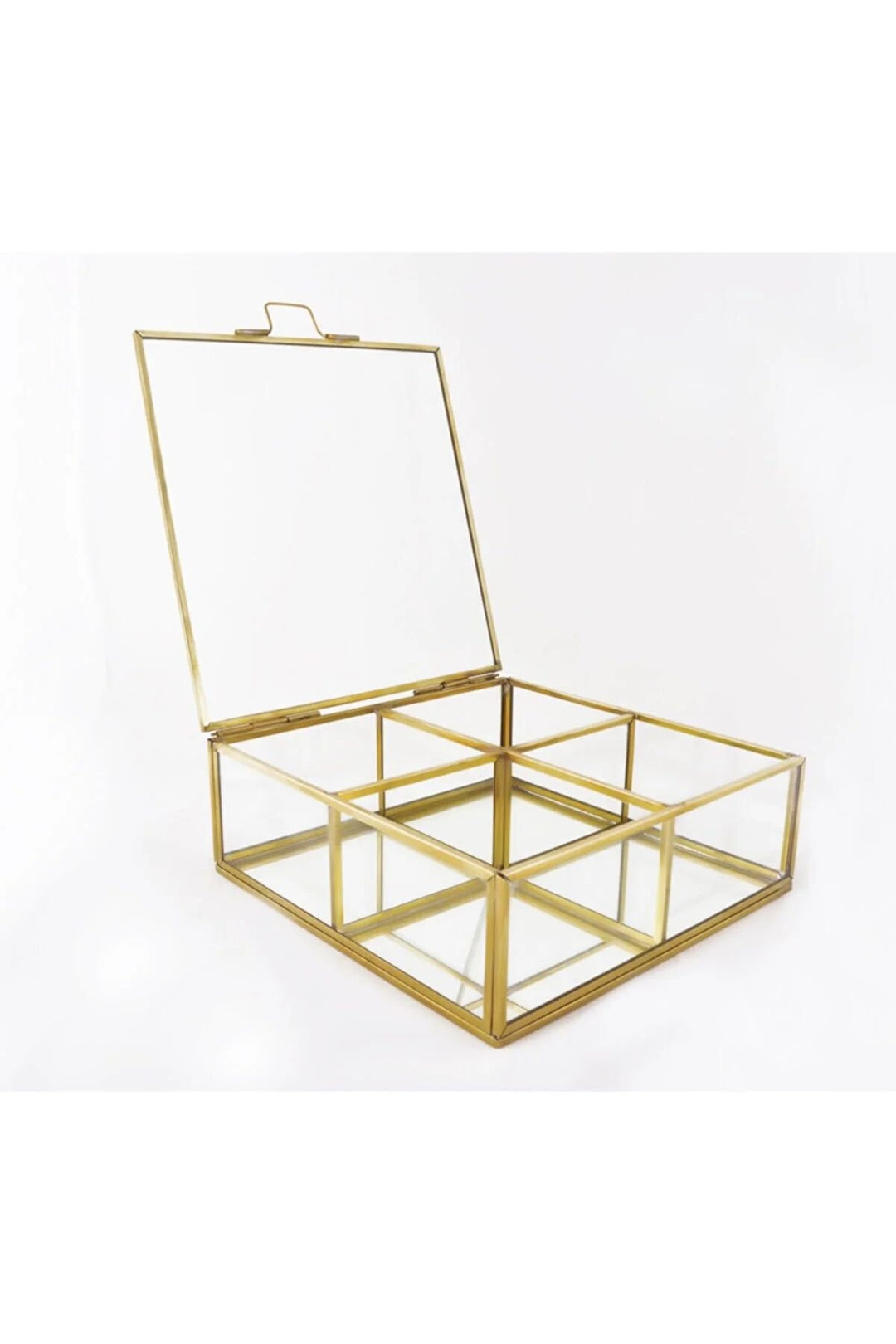 Brass Gold Glass Jewellery Box Unique Metal Box Elegant Etsy UK