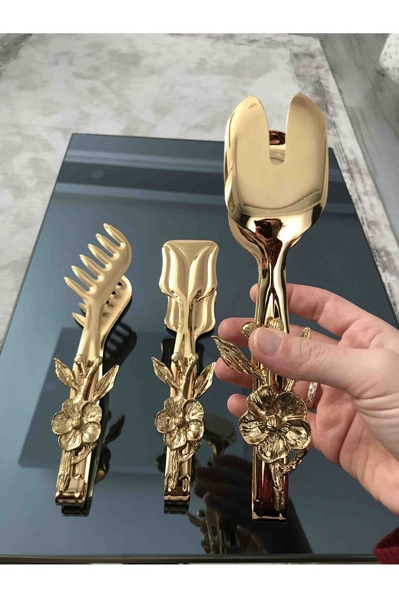 Serving Spoon Set Filling Metal Material Japanese Rose Etsy