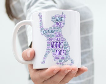 Adopt Don't Shop Word Art 15oz Coffee Mug, Cat Lover Mug, Gift for Cat Lovers, Cat Mom or Dad Gift, Pet Adoption Gift, Pet Lover Gift