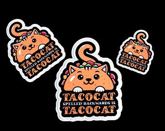TacoCat Vinyl Sticker, Cat Sticker, Funny Pet Sticker, Laptop Sticker, Notebook Sticker