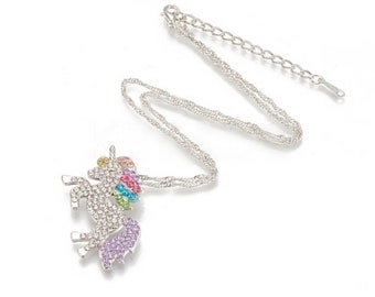 Unicorn Ketting | Kleurrijke Strass eenhoorn ketting voor kinderen | Mooie eenhoorn ketting voor kleine meisjes | Volwassen Eenhoorn Ketting