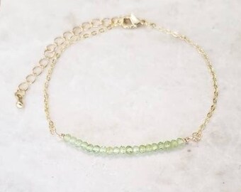 Augustus Geboortesteen Armband | Groene peridoot stenen armband | Augustus Armband | Peridoot stenen sieraden | Augustus Geboortesteen Sieraden Cadeau