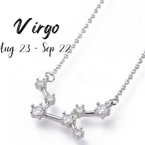 Silver Virgo Necklace | September Virgo Pendant | September Zodiac Necklace | Birthday Necklace | Constellation Jewelry | Birthday Gift