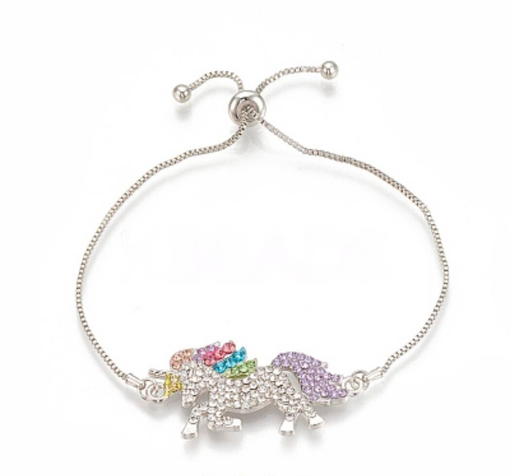 Pastel Rainbow Unicorn Stretch Bracelet for Kids Unicorn Jewelry Party Favors for Girls Unicorn Birthday Gift