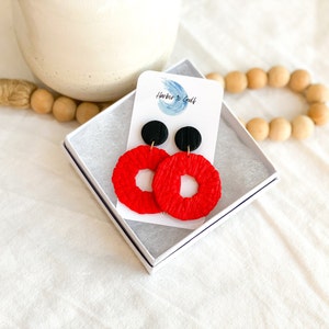 Red Earrings, Polymer Clay Earrings, Game Day Earrings, Handmade Gifts, Surgical Steel, NCSU Earrings, Nebraska Earrings, Fun Gift