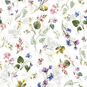 Fabric in beautiful meadow flowers Boho style width 150cm