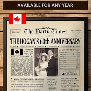 60th Anniversary Gifts for Parents, 60th Wedding Anniversary Gift, Wedding Anniversary Decoration, Newspaper Sign, Diamond Anniversary Gifts
