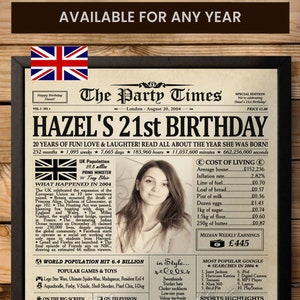 Regalo per il 21° compleanno per lei o per lui, giornale personalizzato per il 21° compleanno, decorazione per il 21° compleanno, regalo per la migliore amica, idee per il 21° compleanno
