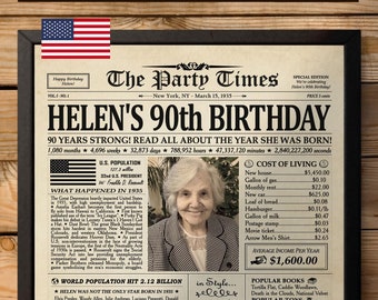 90th Birthday Gift for Grandma or Grandpa, 1935 Birthday Newspaper , 90th Birthday Gifts for Her, 90th Birthday Decorations Gift for Women