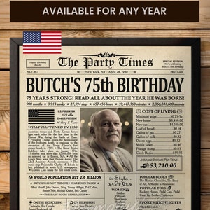 Regalo de 75 cumpleaños para mujeres u hombres, póster de periódico personalizado de 75 cumpleaños, regalo de 75 cumpleaños para papá o mamá, en 1950