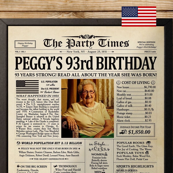 93 Years Ago Newspaper Etsy