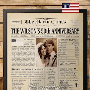 50th Anniversary Gift, 50th Wedding Anniversary Gifts for Parents, 50th Wedding Anniversary Gift for Husband and Wife, Back in 1974