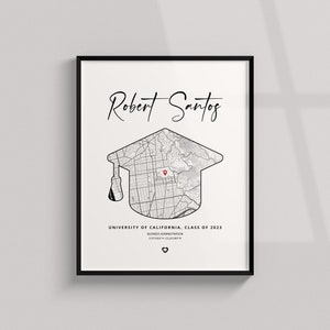 Graduation Gift 2023, Personalized Custom Map Print College & High School Present, University, Masters, PhD, Nurse, EDD, Medical School