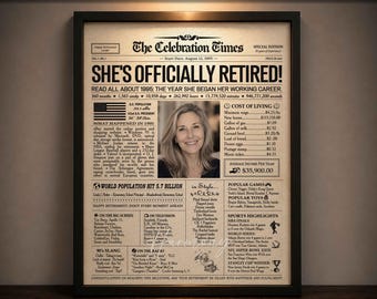 Retirement Gift for Women or Men | Personalized Newspaper Poster | Retirement Party Decor