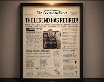 Custom Military Retirement Gift | Personalized Newspaper Poster | Gift for Men or Women