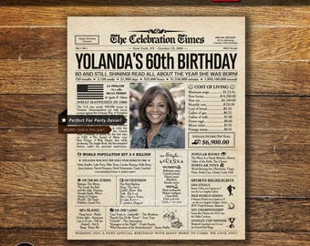 60th Birthday Personalized Newspaper Poster, Back in 1966 Sign, Gift for Women or Men