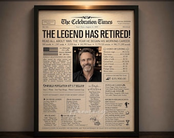 Personalized Retirement Newspaper Poster | Gift for Coworker, Boss or Employee | Keepsake