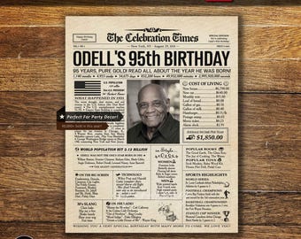 95th Birthday Personalized Newspaper Poster, Gift for Grandpa or Grandma, Back in 1931