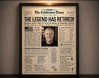 Retirement Gift for Men or Women | Personalized Newspaper Poster | Retirement Party Decor
