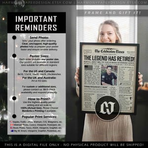 Police Retirement Gift for Men or Women, Military or Police Retirement Card, Police Retirement Party Decorations, Personalized Newspaper