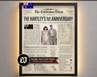 1st Year Wedding Anniversary Gift, 1st Anniversary Gifts, AU First Year Wedding Anniversary, One Year Anniversary Gift for Her, Paper Gifts