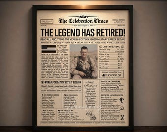 Military Retirement Gift for Men or Women | Personalized Newspaper Poster | Retirement Party Decoration