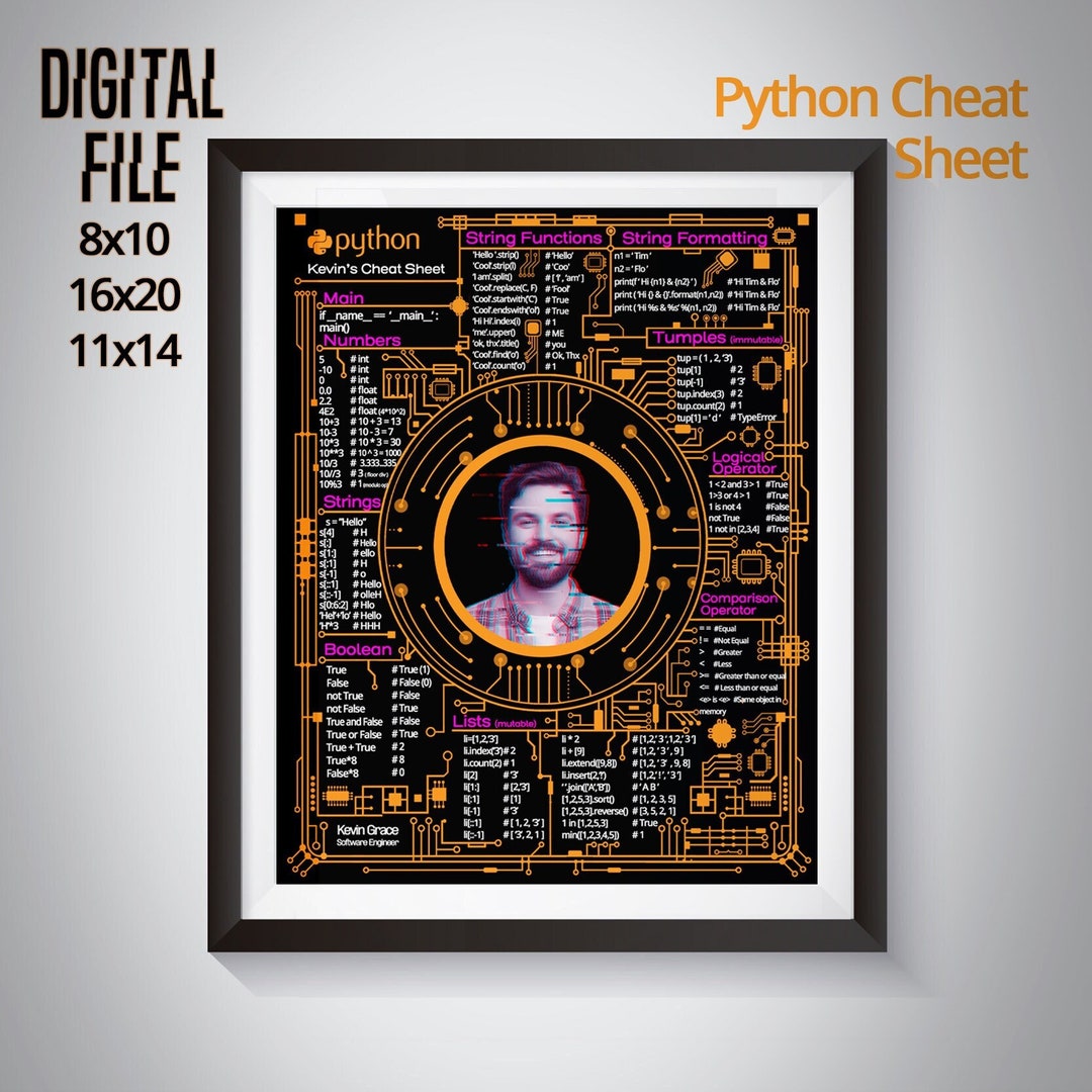Python Cheat Sheet, Computer Science Poster,custom Gift for Software ...