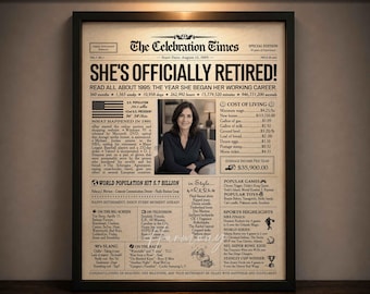 Retirement Gift for Women or Men  | Personalized Newspaper Poster | Retirement Party Decoration | Any Career