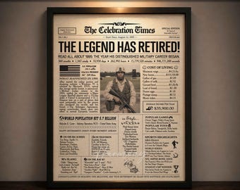 Personalized Military Retirement Newspaper Poster | Gift for Men or Women | Retirement Party Decor