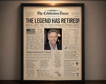 Retirement Gift for Men or Women | Personalized Newspaper Poster | Retirement Party Decoration