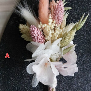 Trockenblumenstrauß Mini Bouquet Hochzeitsdeko Gastgeschenk Tischdekoration Pampasgras Eukalyptus Trockenblumen Bild 2