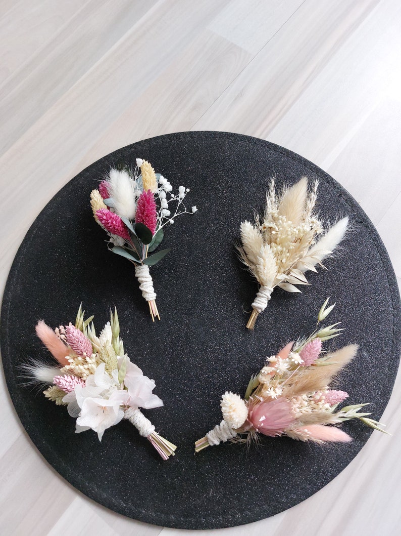 Trockenblumenstrauß Mini Bouquet Hochzeitsdeko Gastgeschenk Tischdekoration Pampasgras Eukalyptus Trockenblumen Bild 1